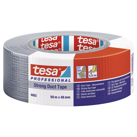 tesa® Gewebeband Professional 4662 Medium Innenbereich, Außenbereich 48 mm x 50 m (B x L) silber
