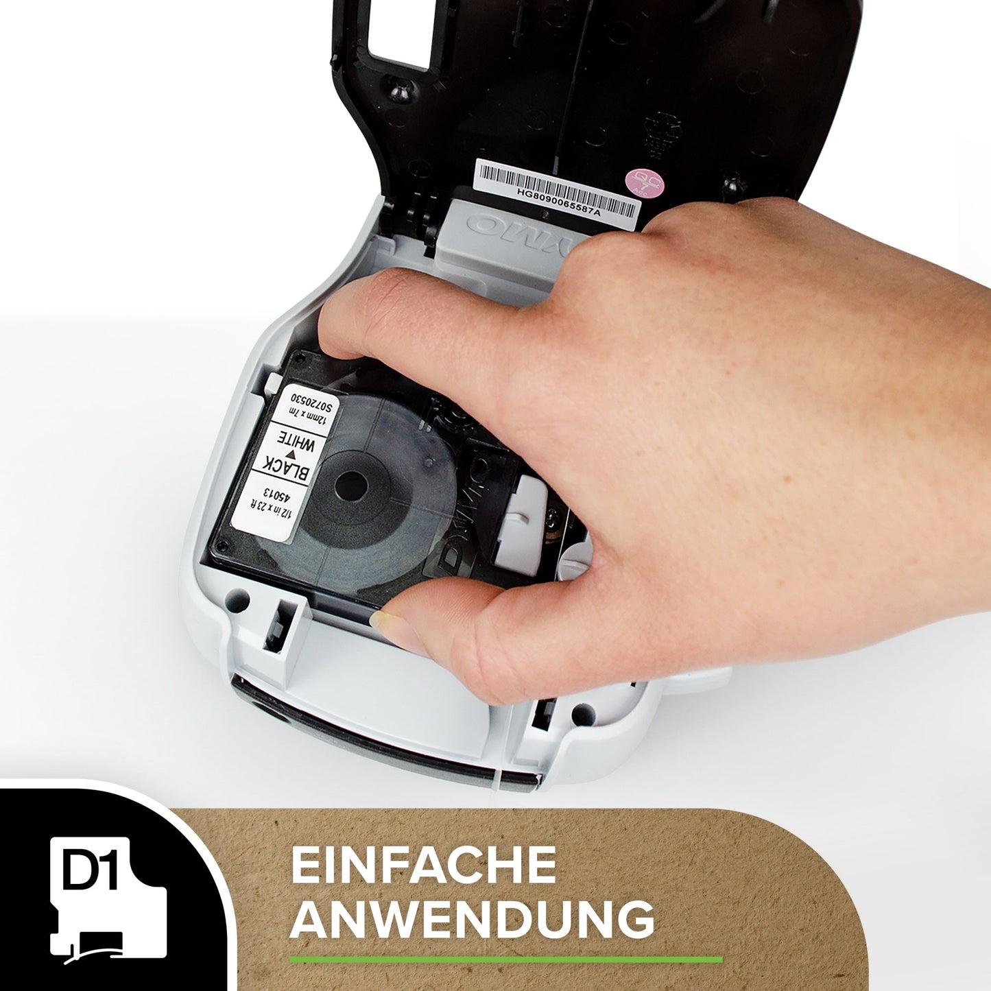 DYMO® Schriftbandkassette 12 mm x 5,5 m (B x L) weiß schwarz
