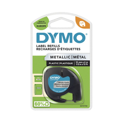 DYMO® Schriftbandkassette 12 mm x 4 m (B x L) silber metallic schwarz
