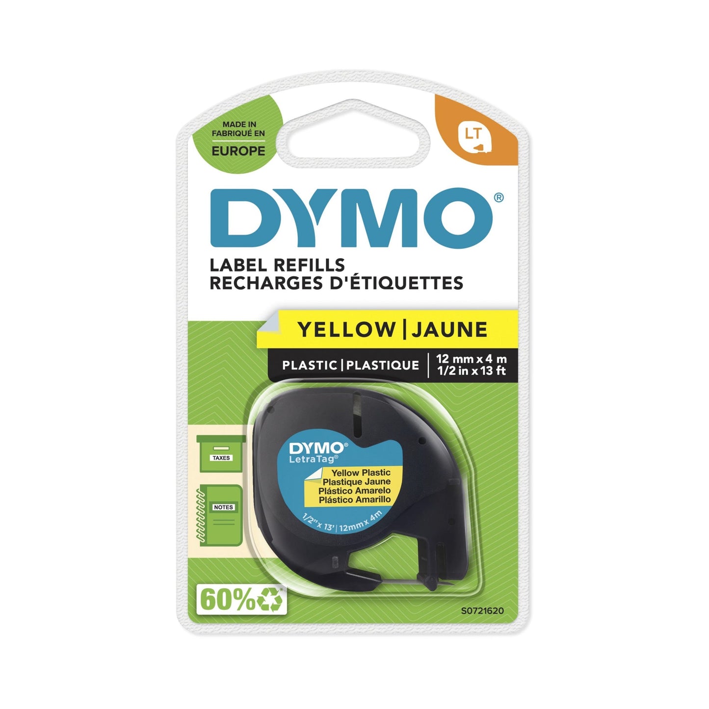 DYMO® Schriftbandkassette 12 mm x 4 m (B x L) gelb schwarz
