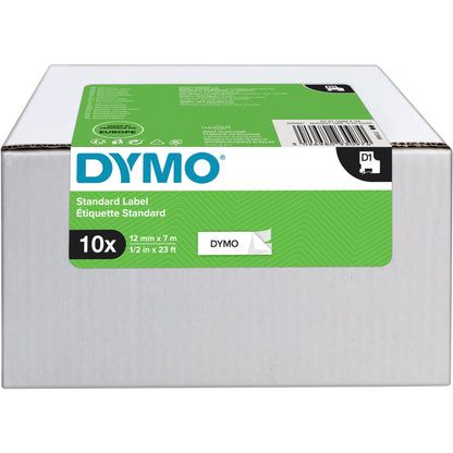DYMO® Schriftbandkassette 12 mm x 7 m (B x L) weiß schwarz 10 St./Pack.