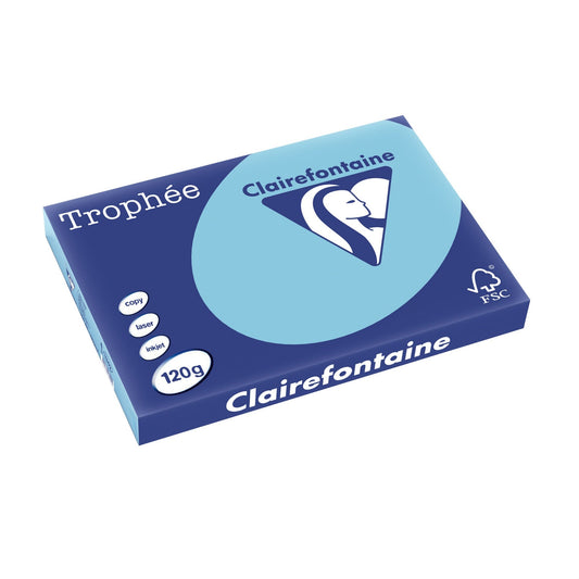Clairefontaine Kopierpapier Trophée Color DIN A3 120g/m² elementar chlorfrei gebleicht, holzfrei blau 250 Bl./Pack.