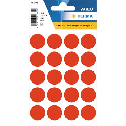 HERMA Markierungspunkt VARIO 19mm Papier leuchtrot 100 Etik./Pack.