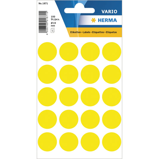 HERMA Markierungspunkt VARIO 19mm Papier gelb 100 Etik./Pack.