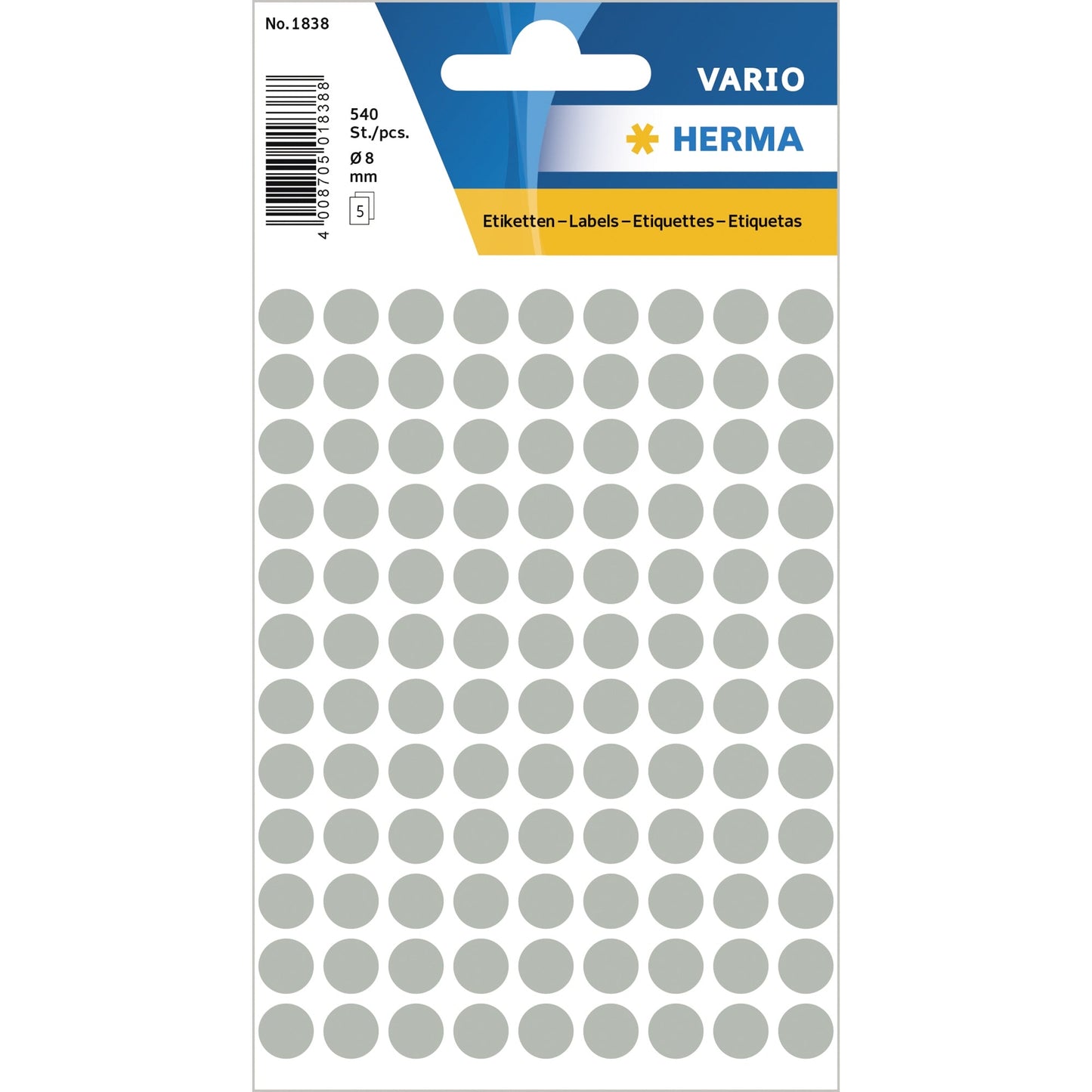 HERMA Markierungspunkt VARIO 8mm Papier grau 540 Etik./Pack.