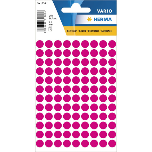 HERMA Markierungspunkt VARIO 8mm Papier pink 540 Etik./Pack.