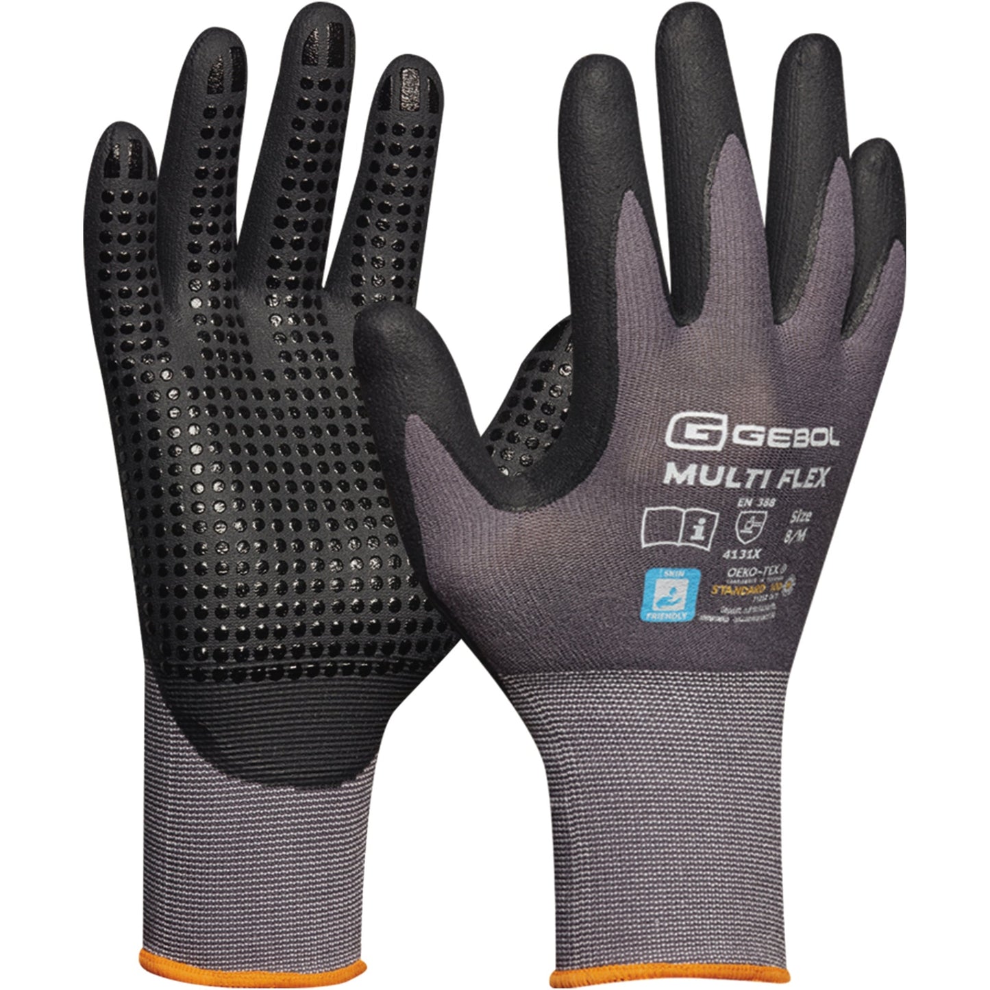 GEBOL Arbeitshandschuhe MULTI FLEX 10 II 96 % Nylon, 4 % Elasthan grau
