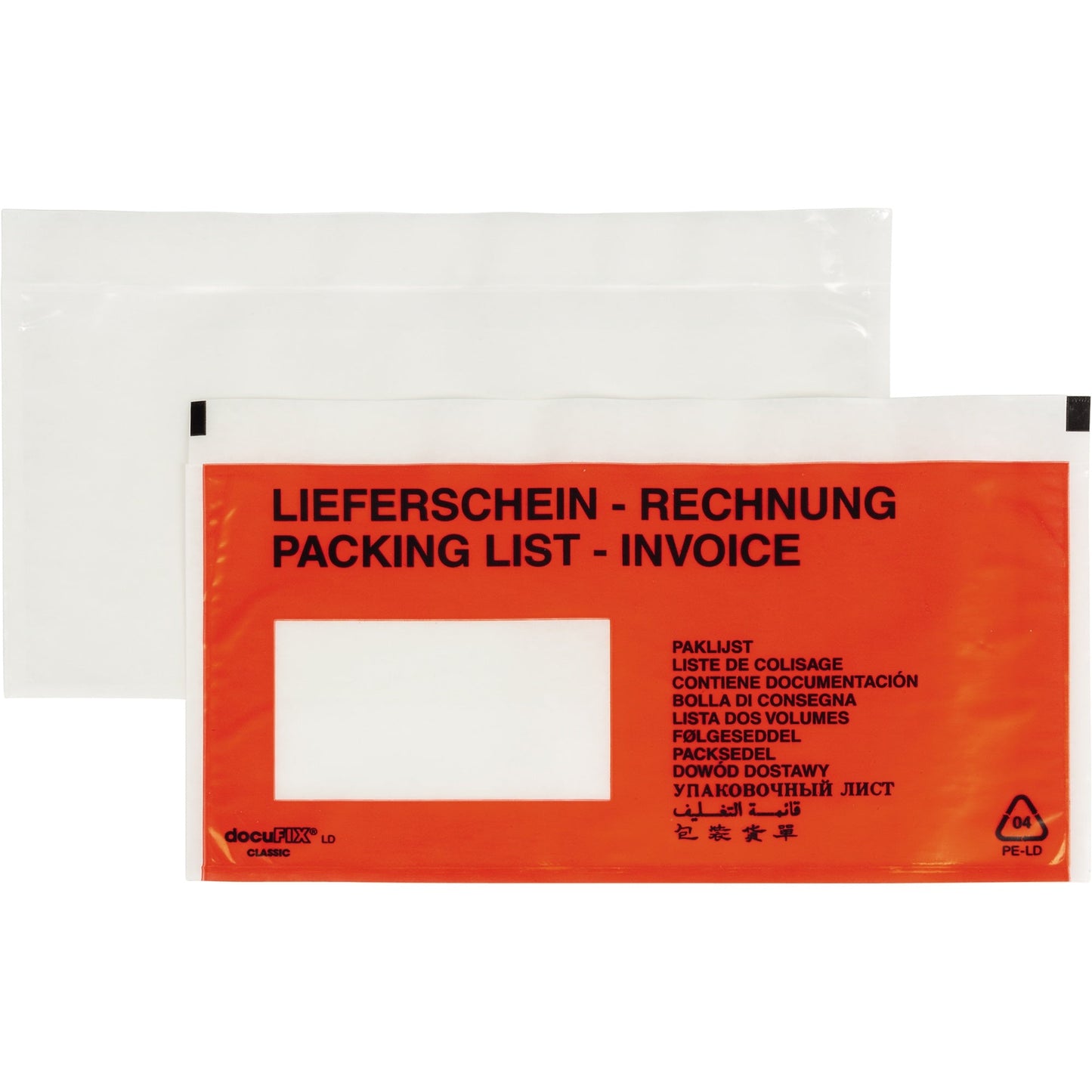 Dokumententasche Lieferschein-Rechnung DIN lang 240 x 135 mm (B x H) Polyethylen rot 250 St./Pack.