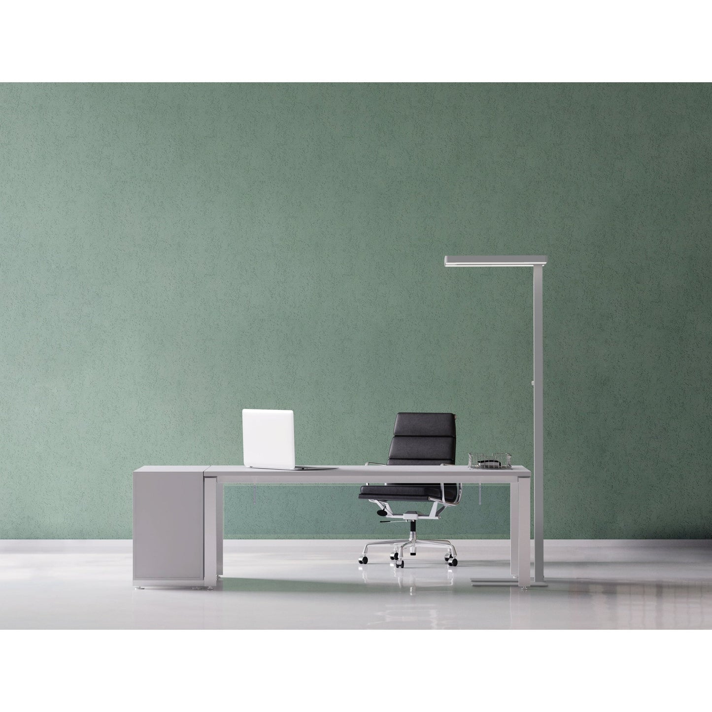 MAUL Stehleuchte MAULjaval C je Lichtquelle: 1 x 34 kWh/1.000h, 2 x 17 kWh/1.000h LED Helligkeit einstellbar silber