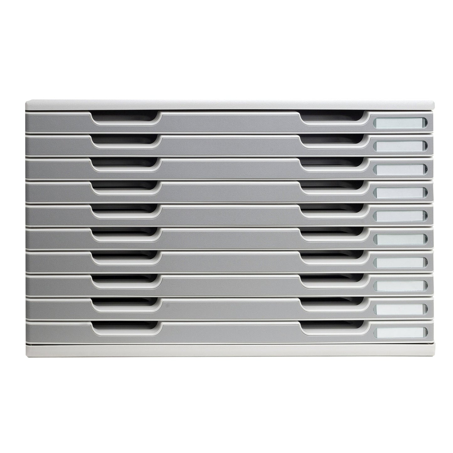Exacompta Schubladenbox MODULO 10 Schubladen DIN A3+ Polystyrol Gehäusefarbe: lichtgrau Farbe der Schublade: steingrau