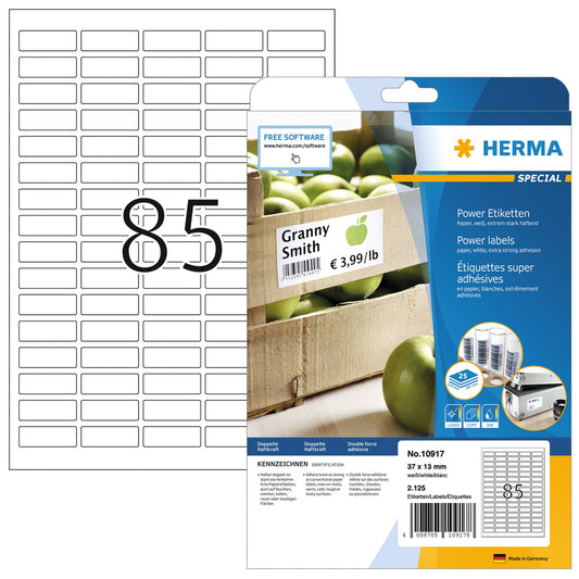HERMA Universaletikett Power 37 x 13 mm (B x H) Papier weiß 2.125 Etik./Pack.