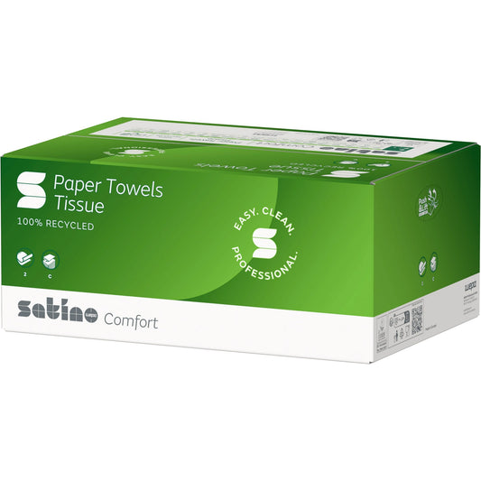 Satino by WEPA Papierhandtücher Comfort 25 x 41 cm (B x L) Papier, 100 % recycelt weiß 24 x 96 Bl./Pack.