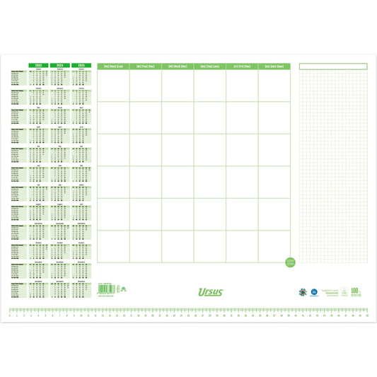 Ursus® Schreibunterlage Green 52,5 x 37,5 cm (B x H) mit Kalender 3 Jahre 100 % Recyclingpapier premiumweiß 30 Bl.