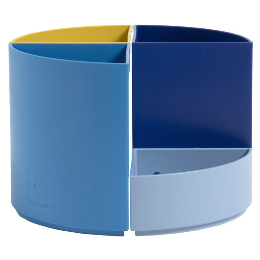 Exacompta Stifteköcher THE QUARTER Bee Blue 12 x 12 x 8,3 cm (B x H x T) Polystyrol, recycelt hellblau/marineblau/safran/türkis