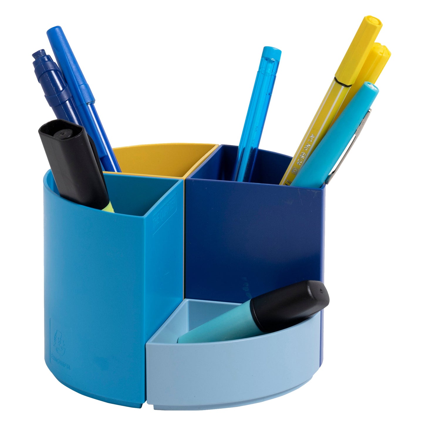 Exacompta Stifteköcher THE QUARTER Bee Blue 12 x 12 x 8,3 cm (B x H x T) Polystyrol, recycelt hellblau/marineblau/safran/türkis