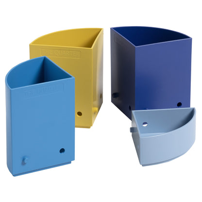 Exacompta Stifteköcher THE QUARTER Bee Blue 12 x 12 x 8,3 cm (B x H x T) Polystyrol, recycelt hellblau/marineblau/safran/türkis