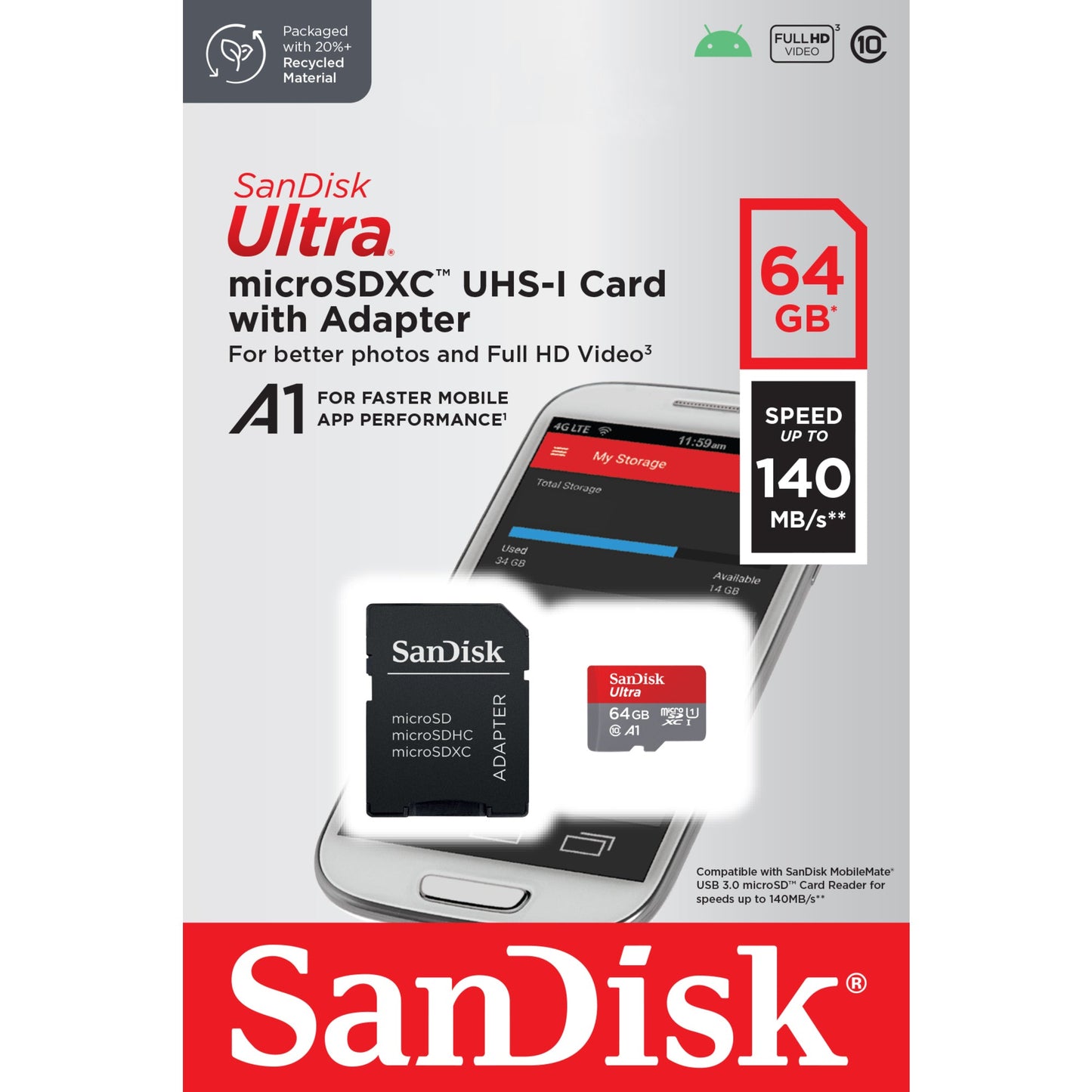 SanDisk Speicherkarte microSDXC Ultra® 64Gbyte