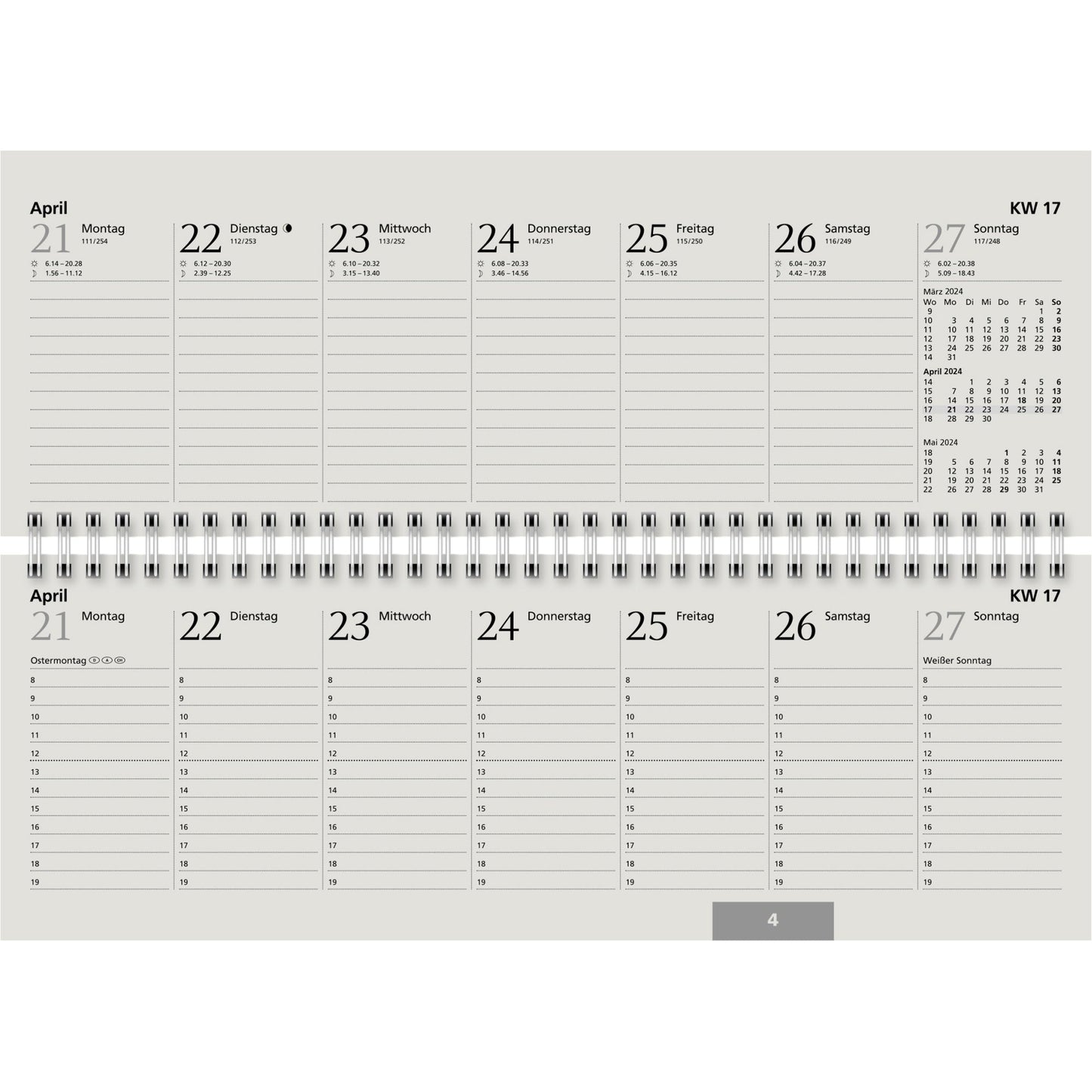 Glocken Querkalender 2025 1 Woche/1 Seite Karton, 100 % recycelt beige
