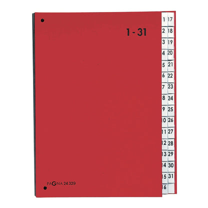 PAGNA Pultordner DIN A4 1-31 Karton/Papier, laminiert rot 32 Fächer