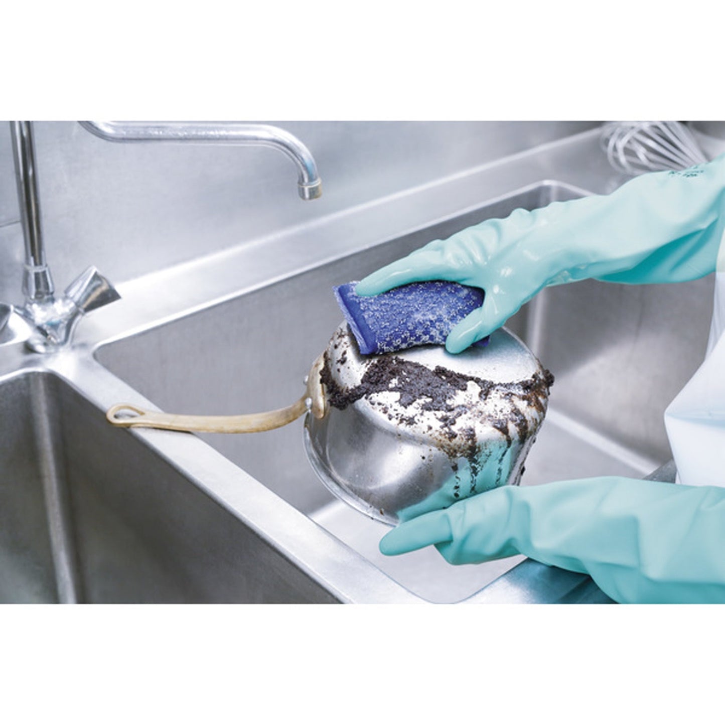 Spontex Reinigungsschwamm Superinox Pad 13,5 x 9 x 1,8 cm (B x H x T) Rostfreier Edelstahl/Polyurethan-Schaumstoff/Polyester blau 5 St./Pack.