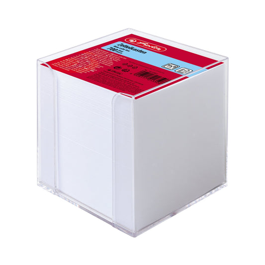 Herlitz Zettelbox 9 x 9 x 9 cm (B x H x T) 9 x 9 cm (B x H) 850 Bl. gefüllt Kunststoff, Polystyrol transparent