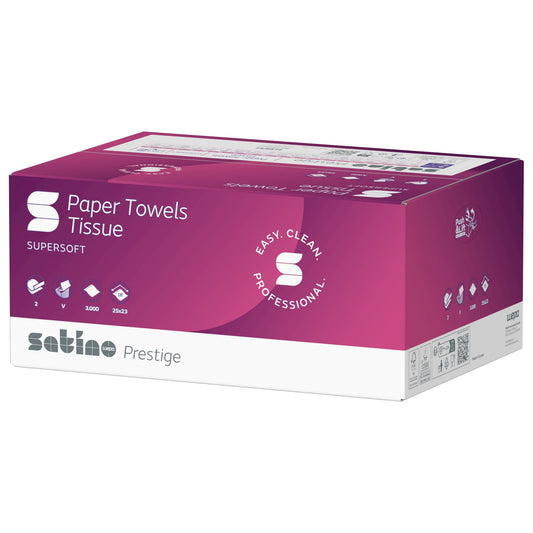 Satino by WEPA Papierhandtücher Prestige 25 x 23 cm (B x L) 100 % Zellstoff hochweiß 20 x 150 Bl./Pack.