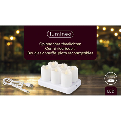 LUMINEO LED Teelicht 4 x 6 cm (Ø x H) 30h Plastik weiß 6 St./Pack.
