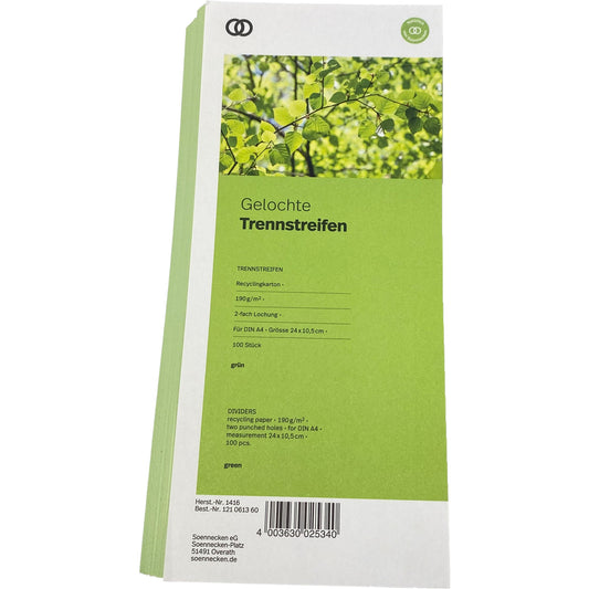Soennecken Trennstreifen oeco 24 x 10,5 cm (B x H) 190g/m² Recyclingkarton grün 100 St./Pack.
