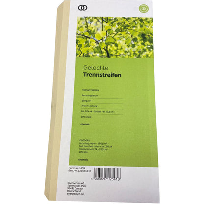 Soennecken Trennstreifen oeco 24 x 10,5 cm (B x H) 190g/m² Recyclingkarton chamois 100 St./Pack.