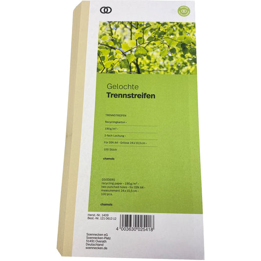 Soennecken Trennstreifen oeco 24 x 10,5 cm (B x H) 190g/m² Recyclingkarton chamois 100 St./Pack.