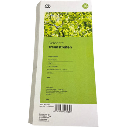 Soennecken Trennstreifen oeco 24 x 10,5 cm (B x H) 190g/m² Recyclingkarton grau 100 St./Pack.