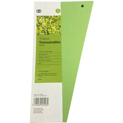 Soennecken Trennstreifen Trapez oeco 24 x 6,5-12,5 cm (B x H) 190g/m² Recyclingkarton grün 100 St./Pack.