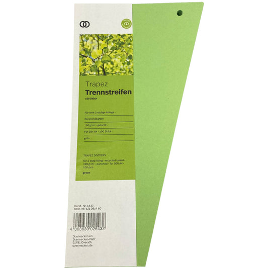 Soennecken Trennstreifen Trapez oeco 24 x 6,5-12,5 cm (B x H) 190g/m² Recyclingkarton grün 100 St./Pack.