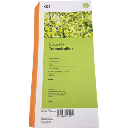 Soennecken Trennstreifen oeco 24 x 10,5 cm (B x H) 190g/m² Recyclingkarton orange 100 St./Pack.