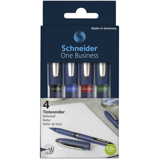 Schneider Tintenroller One Business 0,6mm farbig sortiert Rundspitze dokumentenecht 4 St./Pack.