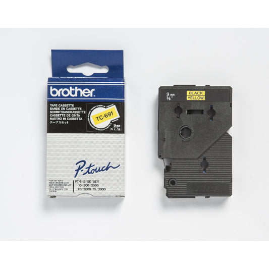Brother Schriftbandkassette P-touch 9 mm x 7,7 m (B x L) gelb schwarz
