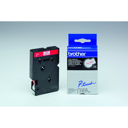 Brother Schriftbandkassette P-touch 12 mm x 7,7 m (B x L) weiß rot