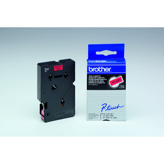 Brother Schriftbandkassette P-touch 12 mm x 7,7 m (B x L) rot schwarz
