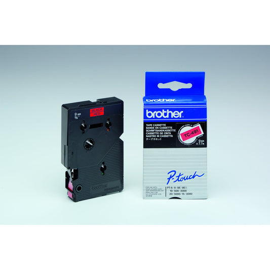 Brother Schriftbandkassette P-touch 9 mm x 7,7 m (B x L) rot schwarz