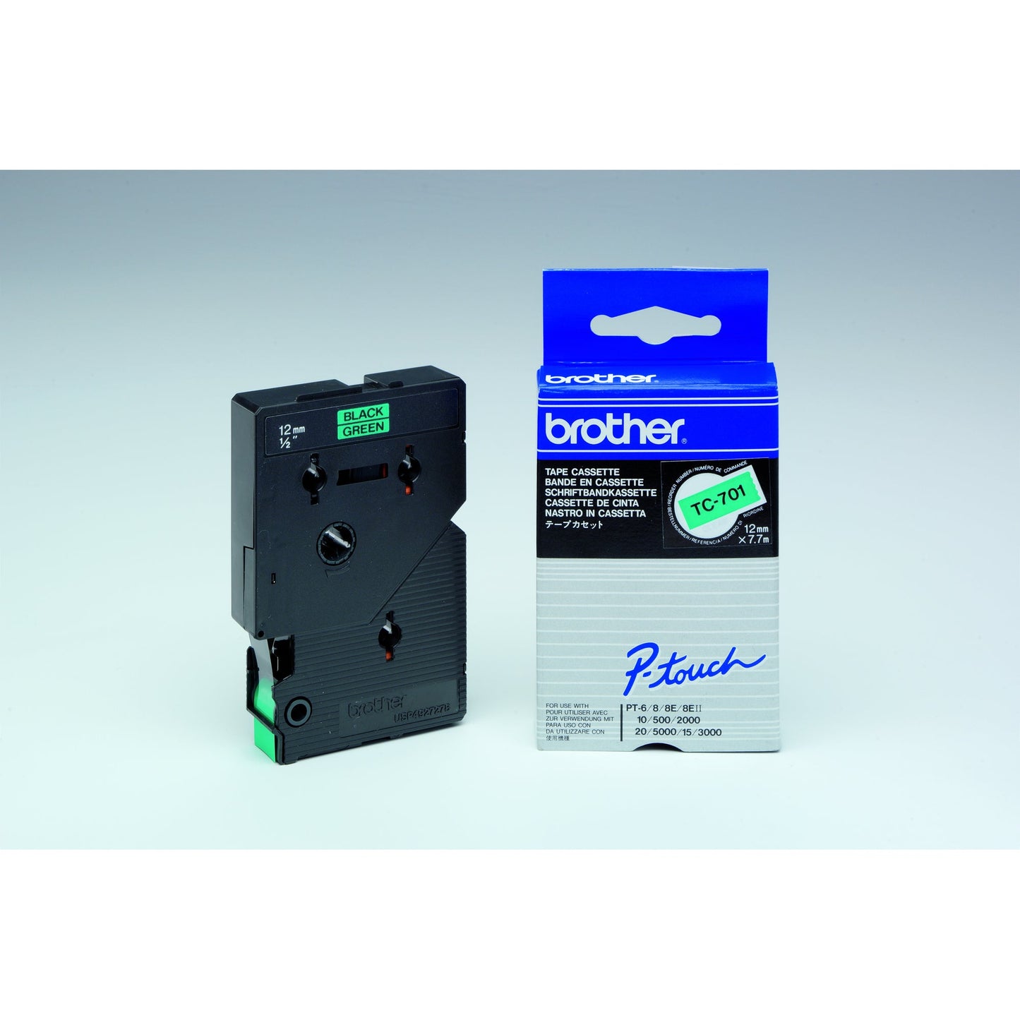 Brother Schriftbandkassette P-touch 12 mm x 7,7 m (B x L) grün schwarz