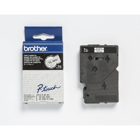 Brother Schriftbandkassette P-touch 9 mm x 7,7 m (B x L) transparent schwarz