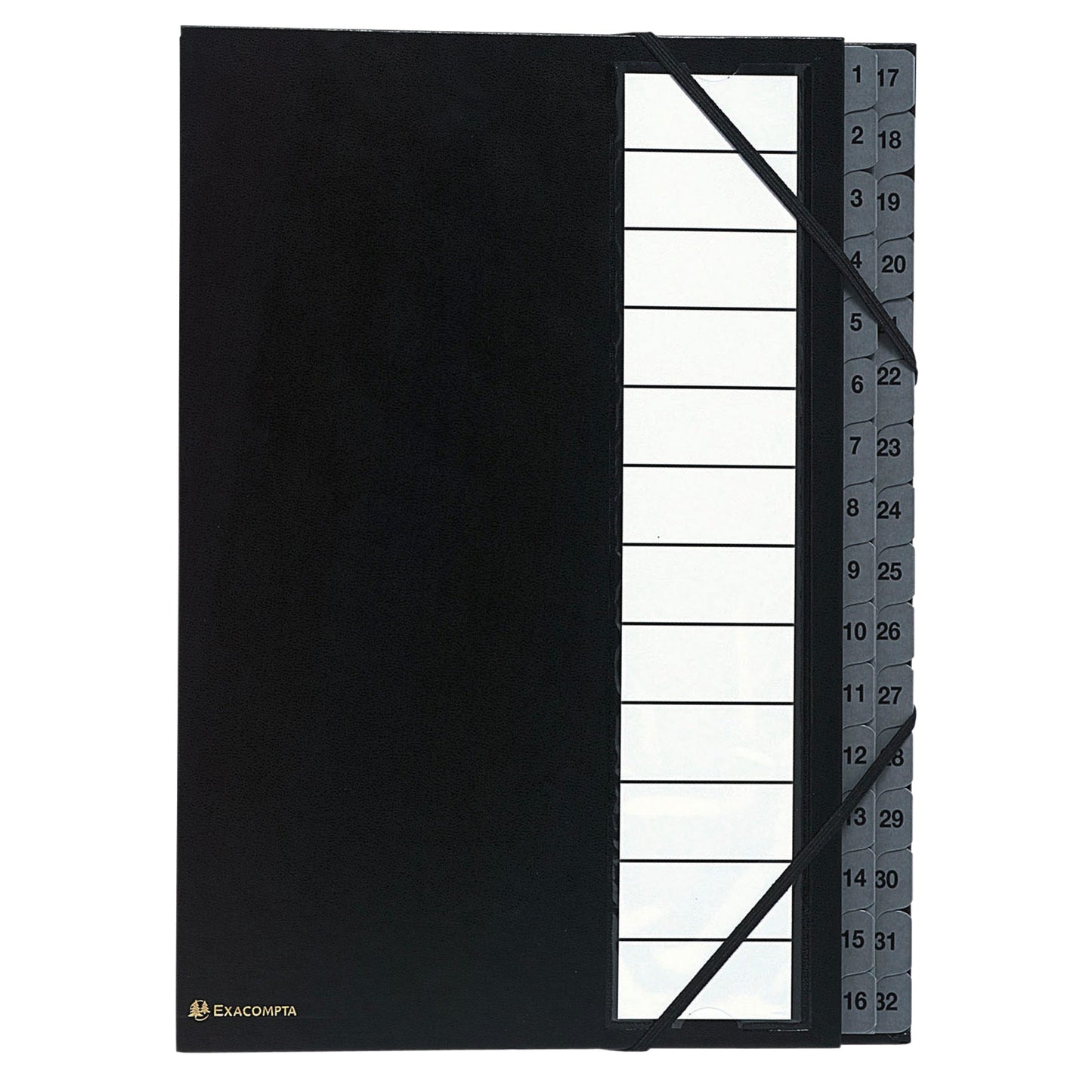 Exacompta Ordnungsmappe Ordonator® DIN A4 225g/m² Balacron Farbe: schwarz Farbe des Fächerblocks: grau 32 Fächer