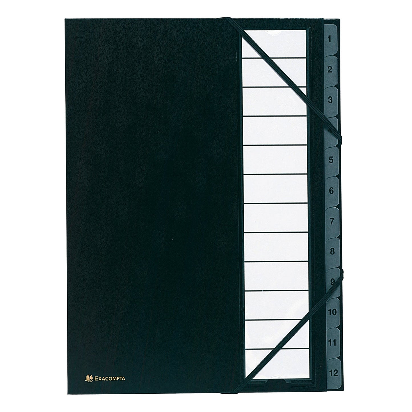Exacompta Ordnungsmappe Ordonator® DIN A4 225g/m² Balacron Farbe: schwarz Farbe des Fächerblocks: grau 12 Fächer
