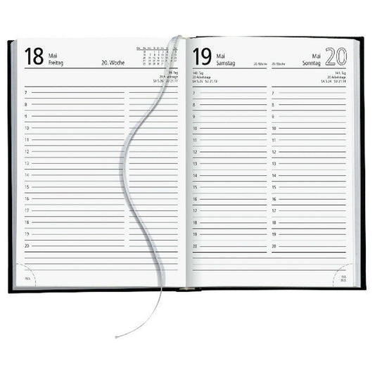 Soennecken Buchkalender 2026 DIN A5 15 x 21 cm (B x H) 1 Tag/1 Seite, Sa/So 1 Seite Kunststoff schwarz