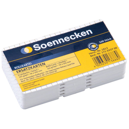 Soennecken Ersatzkarte Rollkartei 102 x 56 mm (B x H) mit Linienaufdruck Papier weiß 100 St./Pack.