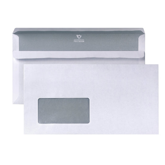 POSTHORN Briefumschlag Kompakt 235 x 125 mm (B x H) mit Selbstklebung mit Fenster 75g/m² weiß 1.000 St./Pack.