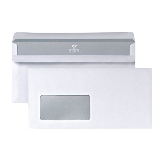 POSTHORN Briefumschlag DIN lang 220 x 110 mm (B x H) mit Selbstklebung mit Fenster 75g/m² weiß 1.000 St./Pack.