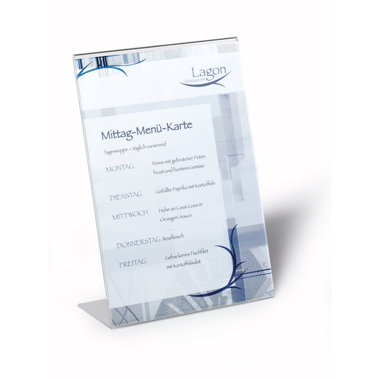 DURABLE Tischaufsteller 21 x 29 x 9 cm (B x H x T) DIN A4 einseitig verwendbar Acryl transparent