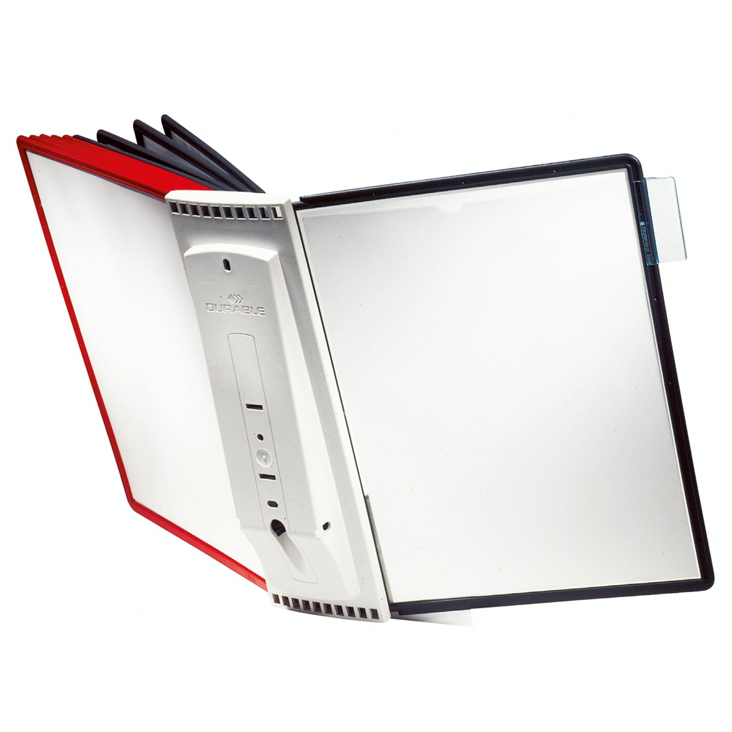 DURABLE Sichttafelwandhalter SHERPA® WALL 10 DIN A4 inkl. Kunststoffreitern mit blanko Einsteckschildern ABS Kunststoff/Polypropylen/Polyamid je 5 x schwarz, rot 10 Sichttafeln