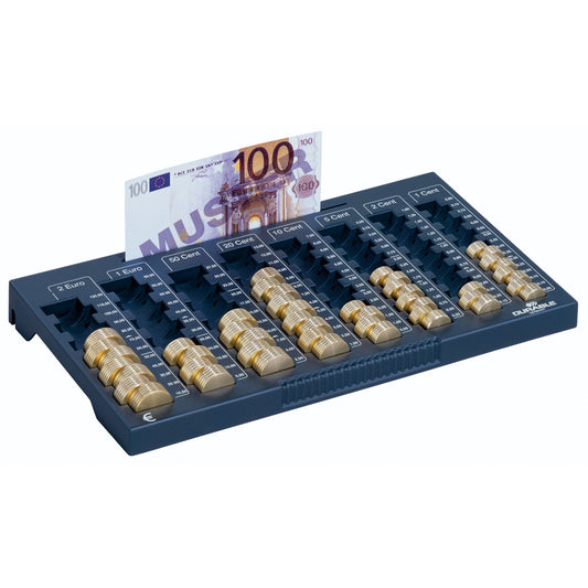 DURABLE Geldzählbrett ?UROBOARD® L 32,4 x 3,4 x 19 cm (B x H x T) EUR 1 Cent, 2 Cent, 5 Cent, 10 Cent, 20 Cent, 50 Cent, 1 Euro, 2 Euro 1 Fach für Banknoten anthrazit